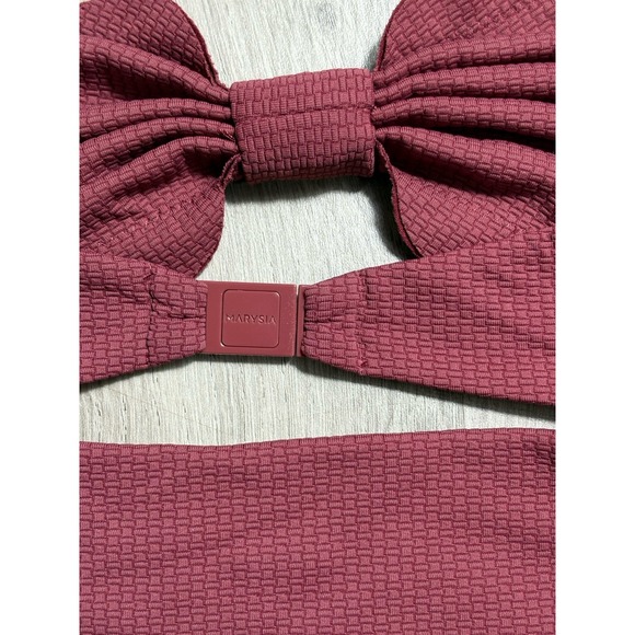Marysia Swim Antibes One Piece Swimsuit Size XL Beet Scalloped Edge Bow - Picture 9 of 10